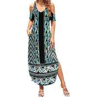 New Zealand Maori Niho Taniwha Family Matching Summer Maxi Dress and Hawaiian Shirt Papua Shell - Mangopare Puhoro Pattern