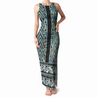 New Zealand Maori Niho Taniwha Tank Maxi Dress Papua Shell - Mangopare Puhoro Pattern LT9 Women Green - Polynesian Pride