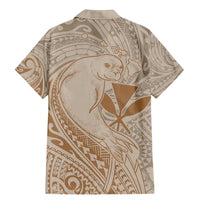 Hawaii Monk Seal and Map Family Matching Mermaid Dress and Hawaiian Shirt Polynesian Kanaka Maoli Beige Vibe