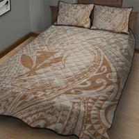 Hawaii Monk Seal and Map Quilt Bed Set Polynesian Kanaka Maoli Beige Vibe