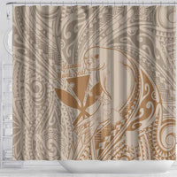 Hawaii Monk Seal and Map Shower Curtain Polynesian Kanaka Maoli Beige Vibe