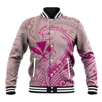 Hawaii Monk Seal and Map Baseball Jacket Polynesian Kanaka Maoli Pink Vibe