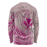 Hawaii Monk Seal and Map Long Sleeve Shirt Polynesian Kanaka Maoli Pink Vibe
