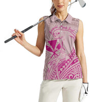 Hawaii Monk Seal and Map Women Sleeveless Polo Shirt Polynesian Kanaka Maoli Pink Vibe
