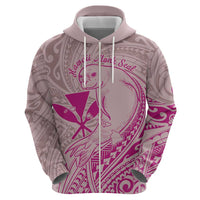 Hawaii Monk Seal and Map Zip Hoodie Polynesian Kanaka Maoli Pink Vibe