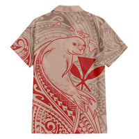 Hawaii Monk Seal and Map Family Matching Tank Maxi Dress and Hawaiian Shirt Polynesian Kanaka Maoli Red Vibe