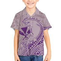 Hawaii Monk Seal and Map Kid Hawaiian Shirt Polynesian Kanaka Maoli Violet Vibe
