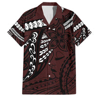 Polynesian Girl Tribal Tattoo Family Matching Long Sleeve Bodycon Dress and Hawaiian Shirt Oxbood Vibe LT9 Dad's Shirt - Short Sleeve Oxblood - Polynesian Pride