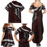Polynesian Girl Tribal Tattoo Family Matching Summer Maxi Dress and Hawaiian Shirt Oxbood Vibe LT9 - Polynesian Pride