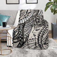Polynesian Girl Tribal Tattoo Blanket Beige Vibe