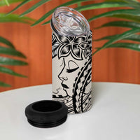 Polynesian Girl Tribal Tattoo 4 in 1 Can Cooler Tumbler Beige Vibe