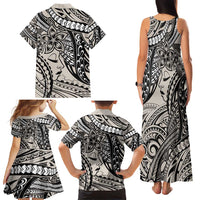 Polynesian Girl Tribal Tattoo Family Matching Tank Maxi Dress and Hawaiian Shirt Beige Vibe
