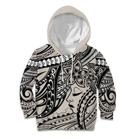 Polynesian Girl Tribal Tattoo Kid Hoodie Beige Vibe