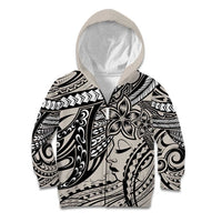 Polynesian Girl Tribal Tattoo Kid Hoodie Beige Vibe