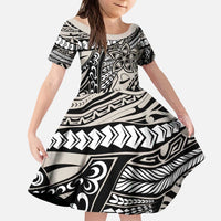Polynesian Girl Tribal Tattoo Kid Short Sleeve Dress Beige Vibe