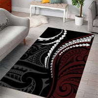 Polynesian Oxblood Line Art Tribal Tattoo Area Rug