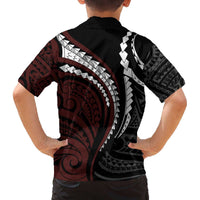 Polynesian Oxblood Line Art Tribal Tattoo Family Matching Puletasi and Hawaiian Shirt LT9 - Polynesian Pride