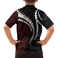 Polynesian Oxblood Line Art Tribal Tattoo Family Matching Summer Maxi Dress and Hawaiian Shirt LT9 - Polynesian Pride