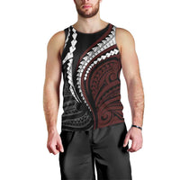 Polynesian Oxblood Line Art Tribal Tattoo Men Tank Top