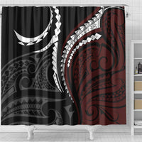 Polynesian Oxblood Line Art Tribal Tattoo Shower Curtain