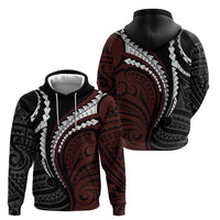 Polynesian Oxblood Line Art Tribal Tattoo Zip Hoodie LT9 - Polynesian Pride