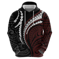 Polynesian Oxblood Line Art Tribal Tattoo Zip Hoodie LT9 - Polynesian Pride