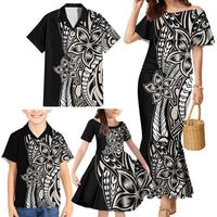 Polynesian Plumeria Floral Tattoo Pattern Family Matching Mermaid Dress and Hawaiian Shirt Beige Style LT9 - Polynesian Pride