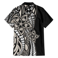 Polynesian Plumeria Floral Tattoo Pattern Family Matching Summer Maxi Dress and Hawaiian Shirt Beige Style LT9 - Polynesian Pride