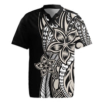 Polynesian Plumeria Floral Tattoo Pattern Rugby Jersey Beige Style