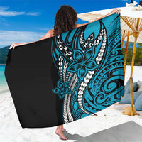 Polynesian Plumeria Floral Tattoo Pattern Sarong Blue Style