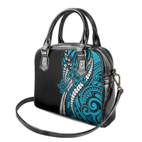 Polynesian Plumeria Floral Tattoo Pattern Shoulder Handbag Blue Style