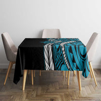 Polynesian Plumeria Floral Tattoo Pattern Tablecloth Blue Style