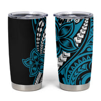 Polynesian Plumeria Floral Tattoo Pattern Tumbler Cup Bllue Style