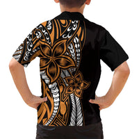 Polynesian Plumeria Floral Tattoo Pattern Family Matching Summer Maxi Dress and Hawaiian Shirt Gold Style LT9 - Polynesian Pride