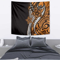 Polynesian Plumeria Floral Tattoo Pattern Tapestry Gold Style