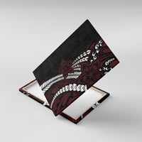 Polynesian Plumeria Floral Tattoo Pattern Canvas Wall Art Oxblood Style