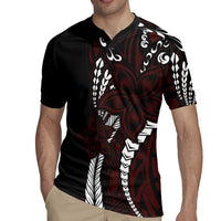 Polynesian Plumeria Floral Tattoo Pattern Rugby Jersey Oxblood Style