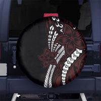 Polynesian Plumeria Floral Tattoo Pattern Spare Tire Cover Oxblood Style