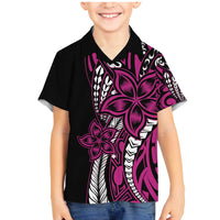 Polynesian Plumeria Floral Tattoo Pattern Family Matching Mermaid Dress and Hawaiian Shirt Pink Style LT9 Son's Shirt Pink - Polynesian Pride