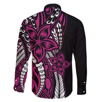 Polynesian Plumeria Floral Tattoo Pattern Family Matching Short Sleeve Bodycon Dress and Hawaiian Shirt Pink Style LT9 - Polynesian Pride