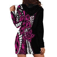 Polynesian Plumeria Floral Tattoo Pattern Hoodie Dress Pink Style