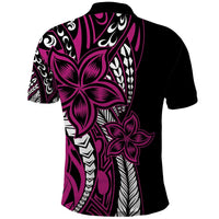 Polynesian Plumeria Floral Tattoo Pattern Polo Shirt Pink Style