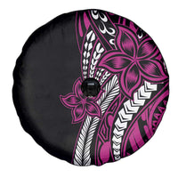 Polynesian Plumeria Floral Tattoo Pattern Spare Tire Cover Pink Style