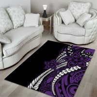 Polynesian Plumeria Floral Tattoo Pattern Area Rug Purple Style
