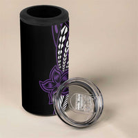 Polynesian Plumeria Floral Tattoo Pattern 4 in 1 Can Cooler Tumbler Purple Style