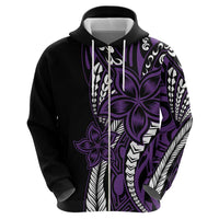 Polynesian Plumeria Floral Tattoo Pattern Hoodie Purple Style