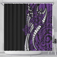 Polynesian Plumeria Floral Tattoo Pattern Shower Curtain Purple Style