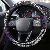 Polynesian Plumeria Floral Tattoo Pattern Steering Wheel Cover Purple Style