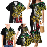 Polynesian Plumeria Floral Tattoo Pattern Family Matching Mermaid Dress and Hawaiian Shirt Reggae Style LT9 - Polynesian Pride