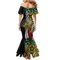 Polynesian Plumeria Floral Tattoo Pattern Family Matching Mermaid Dress and Hawaiian Shirt Reggae Style LT9 - Polynesian Pride